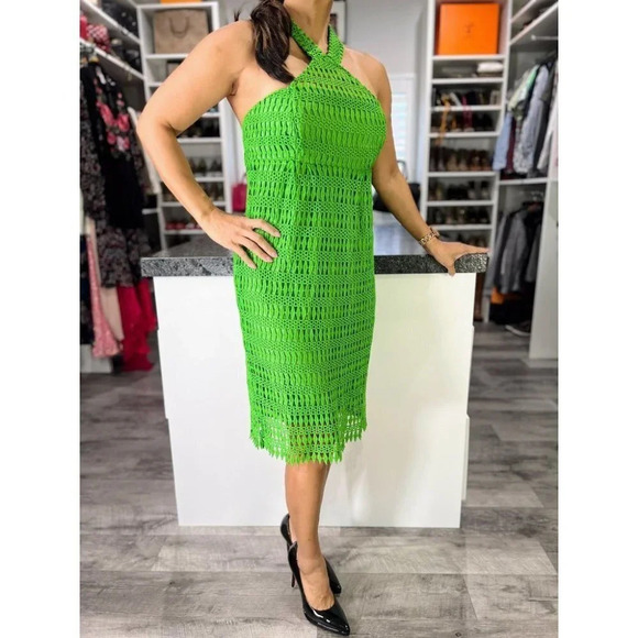 Shoshanna Strapless Green Crochet Embroidered Midi Dress $249 - Picture 10 of 12